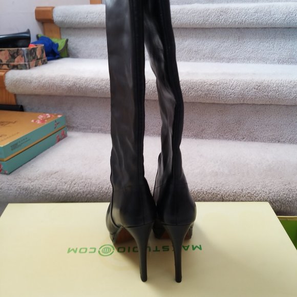 Maxstudio Apres KneeHigh leather stiletto Platform Size 6 - EUC - Picture 4 of 12